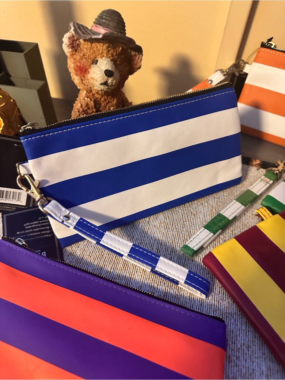 Striped Wristlet Pouch set of 5 colors will vary. NWT